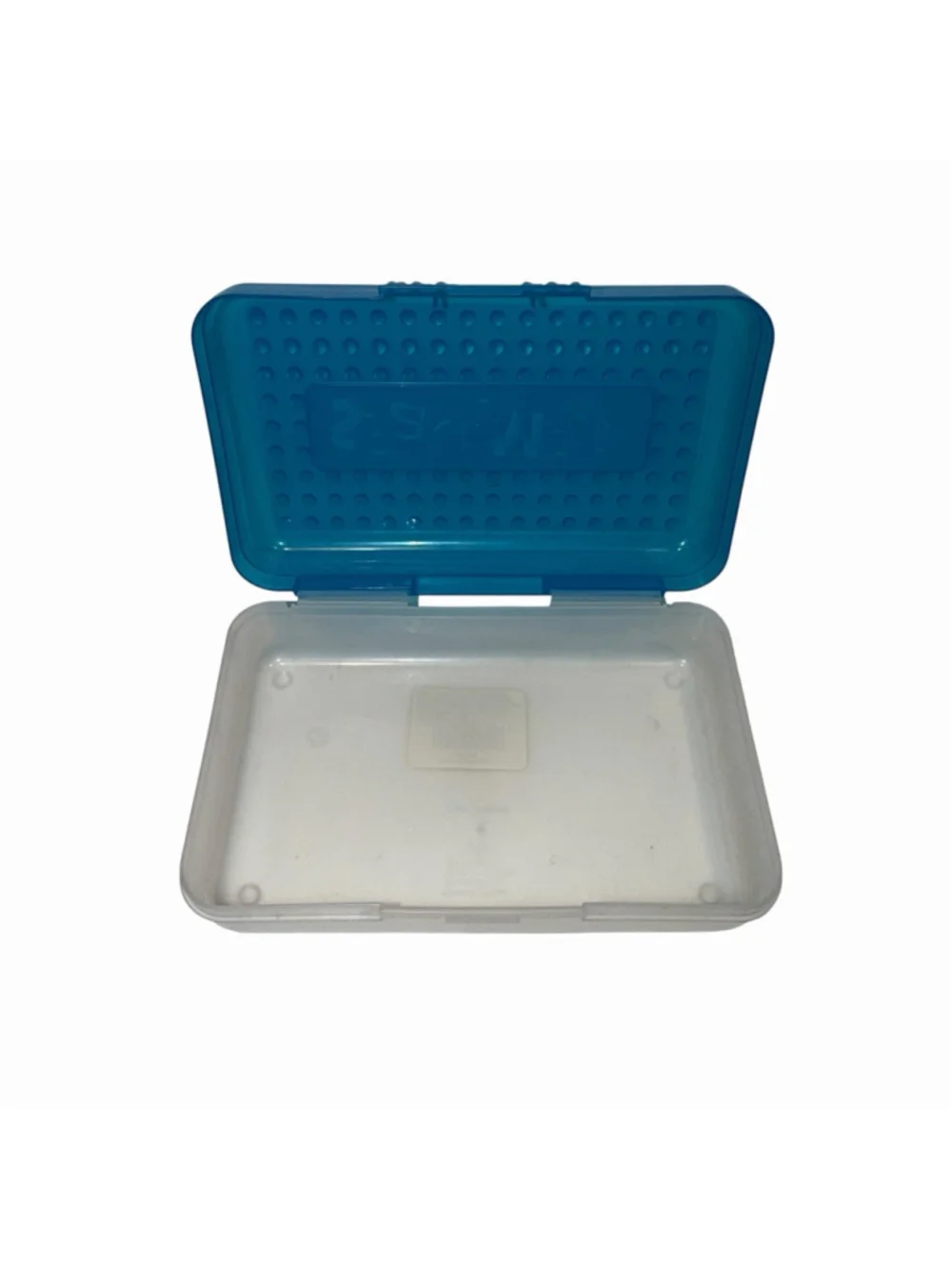 Spacemaker Vintage 90s Pencil Box Case Teal and Clear Made in the USA Nostalgic